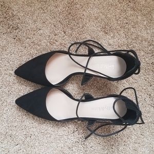 8.5 black microsuede heels